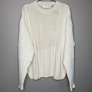 Vintage Insite Crew Neck Long Sleeve Knit Ribbed Sweater
